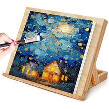 1 Pc Art Student-Specific Wooden Folding Easel With Adjustable Inclined Drawing Board, Capable Of Serving As A Drawing, Writing And Bookshelf, Portable And Stable Without Occupying Space. Made Of Durable Wood Fiber Board. - Multicolor - View 11