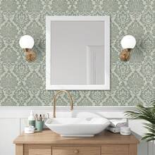 Papel de Parede Autoadesivo em Estilo Clássico Europeu (1 Rolo), Fundo Verde com Estampa Branca, 44 x 300 cm (17,32 x 118,11 polegadas), Vinil Removível, Adesivo de Parede Decorativo Vintage Barroco, Impermeável e Removível, Fácil de Instalar, Ideal para Sala de Estar, Quarto, Banheiro, Cozinha, Escritório e Decoração Elegante para Ambientes - Verde - Ver 9