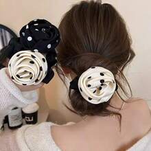 Small Polka Dot 3D Rose Fabric Scrunchie, High Elasticity And Non-Slip, Elegant And Sophisticated Style For Women - Multicolor - View 4