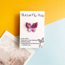 Miniature Resin Heart-Shaped Embrace Card With Gradient Butterfly Embrace Design, An Encouraging Keepsake Gift For Family And Friends. Made Of Wood, Feather-Free, Perfect For Christmas, Easter, Thanksgiving, And Other Greeting Card Holders. - Nhiều màu - Xem 7