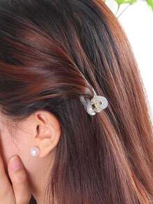 4个/套，1.65英寸，白色、绿色、棕色、灰色、黑色小塑料交叉发夹，时尚刘海/侧边夹，优雅简约，适合日常、休闲、派对、通勤、海滩、发型设计、化妆等场合，女士发饰，优雅发爪夹 - 彩色 - 查看 7