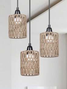 1个手工编织纸绳灯罩，创意吊灯，适用于房间、酒店、餐厅和其他高端照明场所