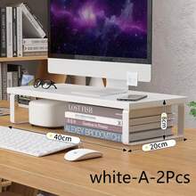 Estante de almacenamiento simple, soporte para computadora portátil, pantalla de computadora de escritorio, almacenamiento elevado de escritorio y almohadilla de almacenamiento elevada - blanco-A-2 piezas - Ver 12