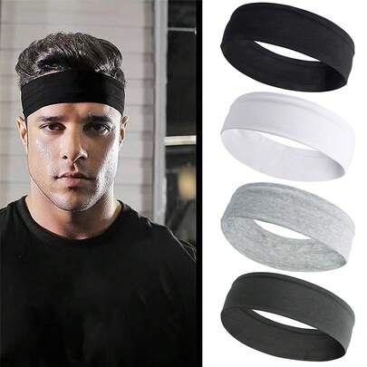 Cotton Elastic Solid Color Sports Headband, Non-Slip Sweat-Absorbent Yoga Headband For Men And Women, Running, Fitness