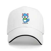 1 Piece Blue Cat Truck Hat - Adjustable Elastic Baseball Cap With Smiling Blue Cat Design, Lightweight Non-Stretch Fabric, Suitable For Outdoor Sports, Casual And Theme Activities - Unisex Hat, Cat Hat, Sports Accessories, Playful Design, Durable Headwear, Fun And Fashionable, Hand Washable, Fashion Enthusiast - 黑色 - 查看 6
