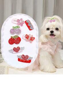 6个夏季水沟迷你可爱BB夹，适合小型和中型长毛犬猫，非常适合日常拍照、夏季美化和装饰小型犬毛发，款式随机。 - 彩色 - 查看 1