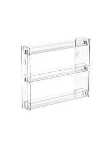 Présentoir de maquillage transparent sans perçage, étagère de rangement en acrylique multicouche, étagère murale pour salle de bain, organisateur de cosmétiques et de soins de la peau, style de rangement minimaliste, matériau en acrylique transparent, design à plusieurs niveaux, installation sans perçage - Transparent - Voir 7