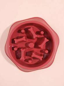 1pc Pets Anti-Gulping Slow Feeder Bowl, Large Capacity Non-Slip Anti-Topple Dog Food/Water Bowl - Coral Pink - View 9