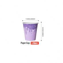 Purple Diamond Teardrop Disposable Plates, Napkins, Cups - One-Time Party Supplies Set, Fits 25 Guests, Disposable Paper Plates Party Tableware Suitable For Birthday, Wedding, Theme Party, Family Picnic - Multicolor - View 7