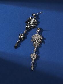 1 Đôi bông tai tua rua dài đính đá lấp lánh thời trang, trang sức cao cấp dành cho nữ - Màu Đen Súng - Xem 3