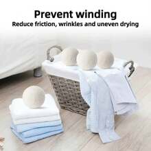 6pcs Reusable Wool Dryer Balls, Natural Fabric Softener, Laundry Dryer Accessories, Help Reduce Static And Shorten Drying Time, Gentle On Clothes, Ideal For Daily Home Laundry, Perfect For Dorm, College Student, Laundry Room Essentials - Multicolor - View 8