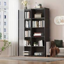 Boekenkasten - Zwarte dubbele rij 12 lagen - Bekijken 2