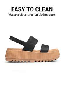 Women's Waterproof 1.69inch Platform Water Sandals Adjustable Casual Lightweight Wedge Chunky Sandals For Beach Vacation Summer Black Shoes - 黑色/PU - 查看 8