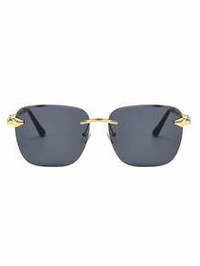 1pc Women's Metal Rimless Square Large Frame Vintage Elegant Glasses Minimalist Everyday Versatile Outdoor Travel Street Style Party Wear - Multicolor - View 4