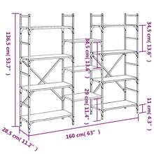 vidaXL Biblioteca chêne marrón 160x28,5x136,5 cm ingeniería de la madera - Marrón - Ver 10