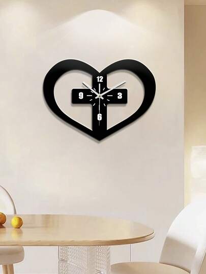 1个装，爱心十字架挂钟，客厅艺术墙饰，静音挂钟，无滴答声。适用于装饰客厅、卧室、厨房和办公室。复活节礼物、新年礼物、乔迁礼物。