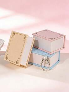 1 pieza Caja de joyería con tapa abatible con forma de libro, caja de almacenamiento magnética de estilo europeo para colgantes de perlas - Multicolor - Ver 6