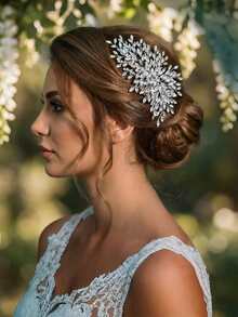 1 chiếc băng đô cài tóc pha lê lấp lánh hình công chúa, phụ kiện đội đầu cô dâu, lược cài tóc sang trọng dành cho nữ, phù hợp cho tiệc tùng, lễ kỷ niệm, lễ hội âm nhạc. - Bạc - Xem 5