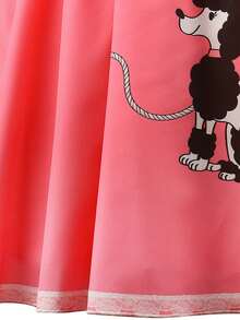 1950s Girl Poodle Costume, Children's Party Outfit Set Includes Scarf And Headband - Watermelon Pink - View 9