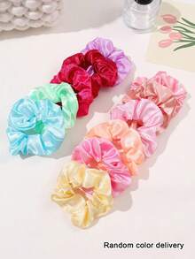 11pcs Simple Casual Girl Style Solid Color Hair Scrunchies/Headbands, Suitable For Girls Daily Use, Washing Face, Makeup, Random Color Shipped - Multicolor - View 8