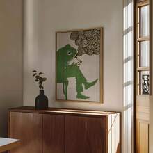 1 pieza Póster de lienzo con estampado de rana y cebra, arte de pared de lienzo con personaje de dibujos animados caprichoso, sin marco - Multicolor - Ver 3