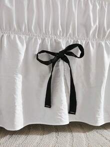 波西米亚风农舍床裙，饰有蝴蝶结 - 整体白色，黑色蝴蝶结，柔软透气，可机洗，卧室装饰，波西米亚风格装饰，农舍风格，蝴蝶结床裙 - 彩色 - 查看 10