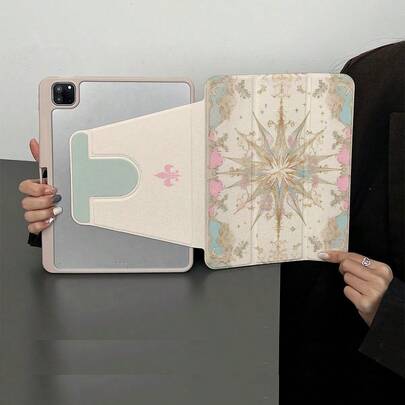 1 件复古华丽星形图案保护套 - 专为追求奢华优雅风格和精致设计的爱好者打造，翻盖式保护套带笔槽，兼容 iPad 10 代 10.9 英寸（2022 年款）/iPad Air 13 (M3 2025)/iPad Air 11 (M3 2025)/iPad Air 11 (M3 2025)/iPad 11 (A16 2025)，具备自动休眠/唤醒功能，兼容三星和小米设备。