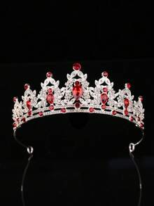 1 chiếc vương miện thời trang kiểu Âu & Mỹ dành cho nữ hoàng và công chúa, phù hợp cho phụ nữ và bé gái, băng đô đính pha lê, thích hợp cho cô dâu và công chúa, dùng trong đám cưới và tiệc tùng, vương miện, phụ kiện đội đầu, vương miện hóa trang, vòng hoa cài tóc, vòng nguyệt quế đội đầu. - 4215 Bạc Đỏ - Xem 4