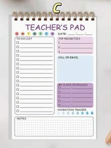 50-Page Spiral Bound Planner Notebook - Multifunctional Sections - To-Do List Organizer - Teacher's Daily Planner - Notes And Task Management - Multicolor - View 7