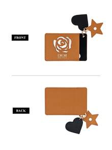 Christian Dior 棕色玫瑰镂空卡包，长方形皮革卡包，带星形心形吊坠，内置化妆镜，卡槽可放置卡片和身份证，通勤/旅行必备，情人节女友礼物，奢华卡包配饰 - 棕色 - 查看 6