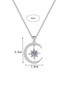 1pc 925 Silver 0.5ct 5.0mm Moissanite Star & Moon Pendant Necklace, Suitable For Women's Daily Wear, Party, Valentine's Day, Mother's Day, Wedding Anniversary, Women's Jewelry Gift - XL0117M - View 4