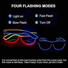 1pc EL Lighting Eyeglasses, Colorful Glow Glasses For Festivals, Parties, Bars, Celebrations, Random Color - Multicolor - View 4
