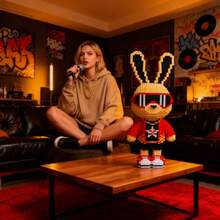 1 Set 3000 piezas Bloques de construcción con diseño de conejo estilo Hip-Hop, adecuado como decoración de escritorio o habitación creativa, regalo de cumpleaños, set de manualidades, aplicable para juegos de fiesta y regalos de Año Nuevo, sin batería requerida - Multicolor - Ver 8