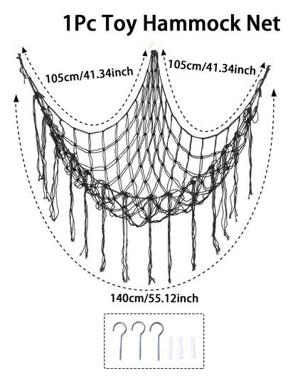 1pc Black Large Boho Wall Corner Storage Net,Toys Hammock Macrame Stuff Animal Storage Corner Hanging Net Holder, Toy Hammock, Stuff Animal Storage Corner Hanging Net Holder, Mesh Hammock Plush Toy Hanging Storage With Tassel Hooks, Hanging Storage Net,For Bedroom Decorations ,Autumn Decor,Festival Decor,Room Decor, Home Decor,Spring Decor,Bedroom Decor,Birthday Gifts,Party Favors