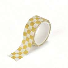 1 Roll Of Checkerboard Washi Tape, Fresh And Fashionable School Supplies Sticker, Suitable For Diary Handbooks, Scrapbooks, Photo Albums, Paste Decoration - 黑色 - 查看 9