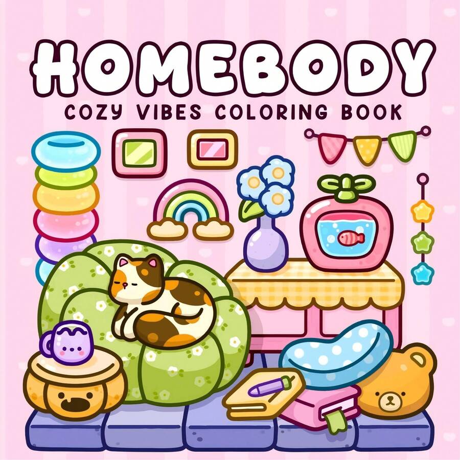 Sách tô màu "Người thích ở nhà" 40 trang, trọng lượng 205g - Sách tô màu với những cảnh ấm cúng dành cho người thích ở nhà, hoạt động tô màu thư giãn và thú vị, quà tặng văn phòng phẩm sáng tạo, hoàn hảo cho đám cưới, Ngày của Mẹ.