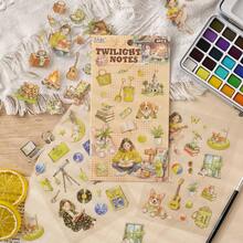 Bộ 4 sticker, dòng Mancurial, với hình ảnh các nhân vật, thú cưng và họa tiết hoa lá đẹp mắt, thích hợp để dán lên sổ lưu niệm, sổ tay, và có thể dùng để trang trí khung ảnh, máy tính, ốp điện thoại, cốc, tạp chí, hộp bút, hành lý. Cũng thích hợp làm sticker cá nhân hóa, đồ dùng học tập, quà Giáng sinh, quà tặng cho nữ, người hâm mộ, đồ dùng làm sổ lưu niệm, văn phòng phẩm dễ thương. - Nhiều màu - Xem 8