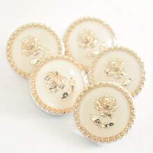 5 Pieces Fresh Style Exquisite Rose Flower Oil Drop Button Women's Shirt Sweater Dress Decorative Button 0.83inch - Black - View 5