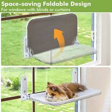 Cat Window Perch, Glow In The Dark Cordless Foldable Pet Hammock Bed For Window With Sturdy Metal Frame, Glowing Stars Pattern Resting Seat For Indoor Cats - Grey - M - View 6