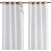 Blackout Curtain Liners Sheer Curtains, Cold Heat Noise Blocking Liners With Rings: Easy To Open And Close, Thermal Liners 84 Inches Long Curtains, 1 Pair, 50 X 80 Per Panel, Home Decor - Greyish White/100% Blackout - View 10
