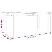 vidaXL Table à manger Panama 160x80x75 cm Bois massif - Tabac - Voir 8