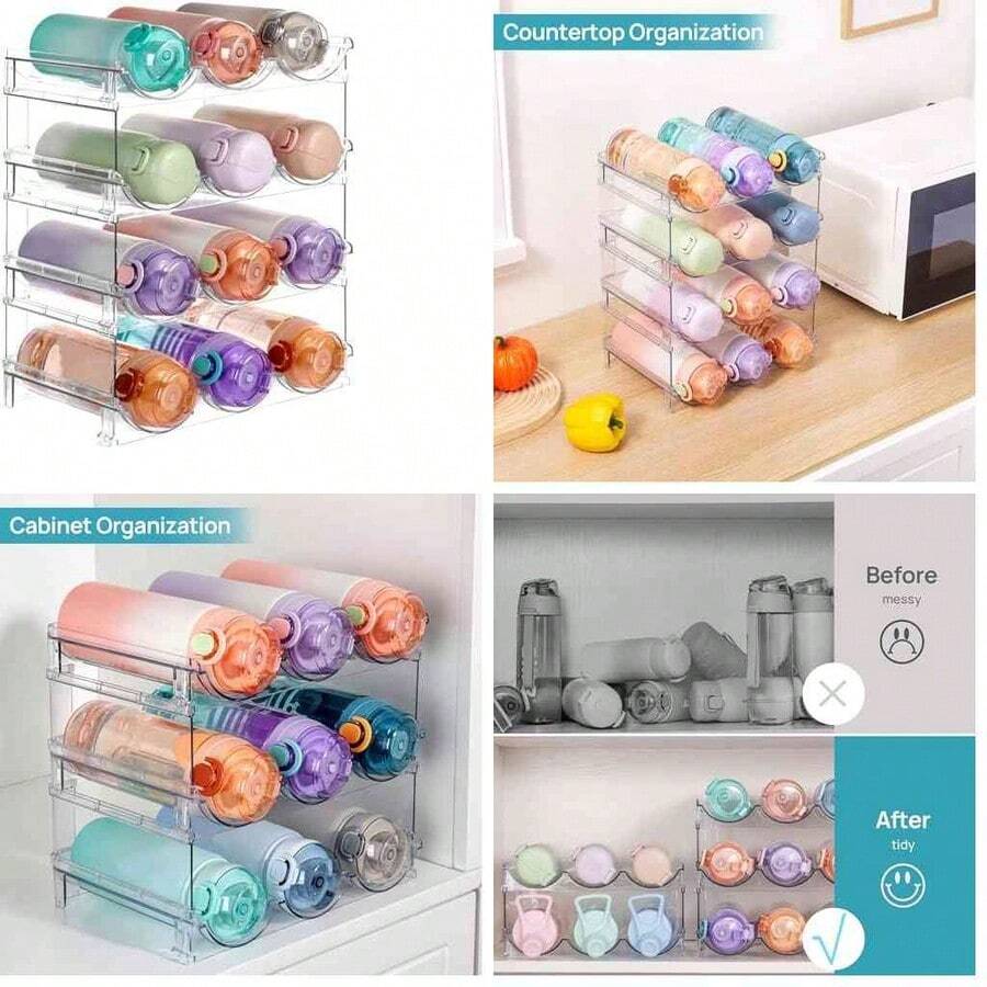 Vtopmart - Soporte Organizador apilable para Botellas de Agua, estantes de Almacenamiento de plstico Transparente para despensa, gabinete de Cocina, clset, encimera, organizacin y (12 Botellas) - 12 botellas - Ver 1
