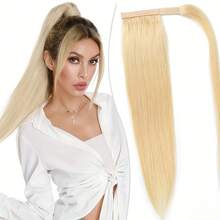 Really Human Hair Ponytail Clip-In Extension, Natural Black, Straight, Wrap Around Ponytail Hairpiece For Women, Universal Fit, Basic Style - Multicolor - View 23