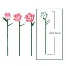 500+Pcs Red Pink Roses Bouquet Building Set, Artificial Flowers Botanical Collection Blocks Kit DIY Fake Roses For Adults Women Valentines & Mother's Day Girlfriend Gifts - Home Decor Creative Artistic Desktop Decorations - Multicolor - View 7