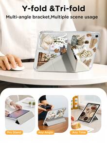 Maple Leaf & Book Element Patterns Tablet Case Compatible With IPad 11/IPad 10/IPad 7/8/9th/IPad Air 7th 11inch/IPad Air 5th/Kindle Paperwhite 11th/Kindle Paperwhite 12th,Compatible With Samsung Galaxy Tab, Clear Back ,Fashion Pattern Protective Case,Automatic Sleep And Wake-Up Function, Airbag Protection, Tales Collection – Cozy Reading Companion Tablet Cover - Multicolor - View 3