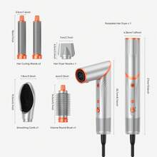 stylefi 5-In-1 Hot Air Hair Styler With Interchangeable Attachments, Curling Iron & Straightening Brush For Home Styling - Silver - View 10