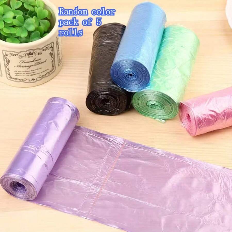 5 Rolls/100 Random Color Leak Proof Garbage Bags | Anti Odor Sealed, Square Design, Suitable For Bathrooms, Outdoors, Kitchens, Restaurants, Hotels - Efficient Garbage Disposal, Durable Material - Màu sắc ngẫu nhiên - Xem 1