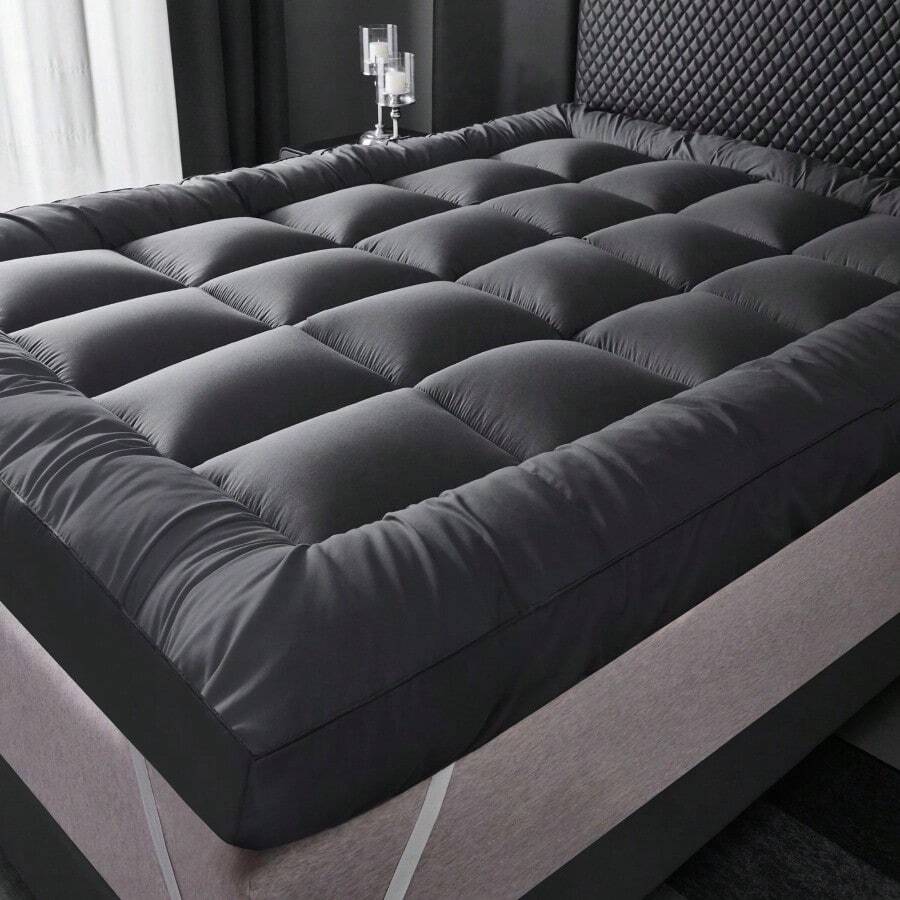 Grey 4 Inch Thick Super Soft Mattress Topper - Double - View 1