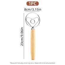 不锈钢丹麦蛋双环打蛋器 | 手动搅拌器，橡木手柄，易于使用，搅拌均匀，适用于面包、糕点、打发奶油，厨房烘焙工具 - 无需用电 - - - 查看 8