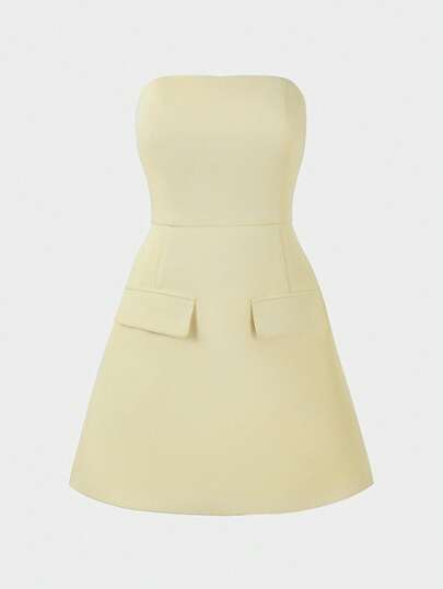 Vestido mini elegante con cintura ceñida, sin tirantes, para fiestas, viajes, citas románticas, reuniones y vacaciones de verano. Vestidos elegantes para mujer.